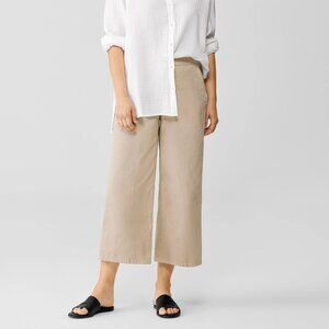 Eileen Fisher Organic Cotton Hemp Wide-Leg Pant Beige Size L